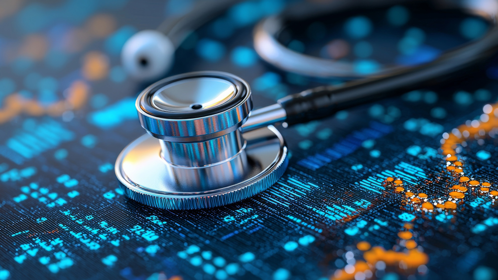 Stethoscope over digital information